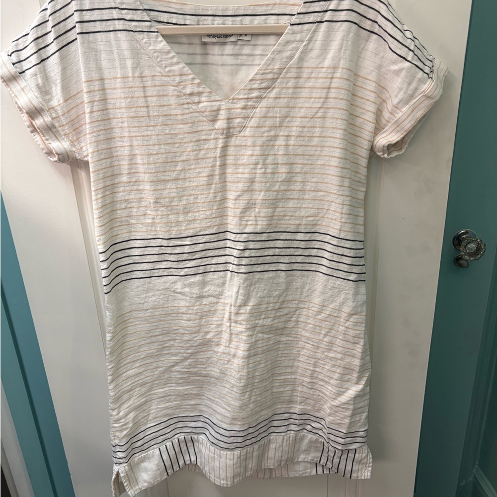 Vineyard Vines White Striped Short Sleeve Tunic Dress Size 4